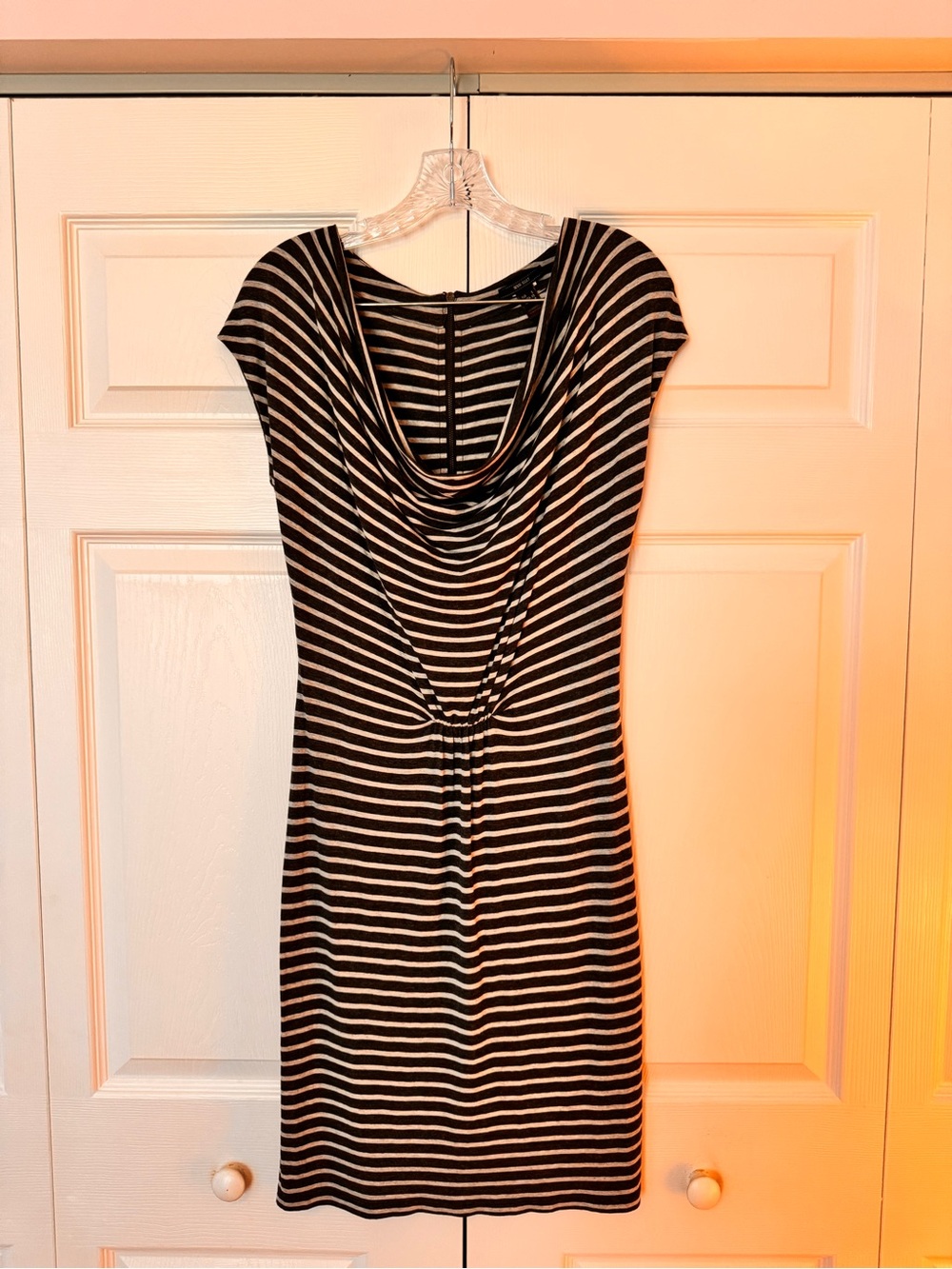 Mango Suit Collection Striped Black and White Cowl Neck Dress